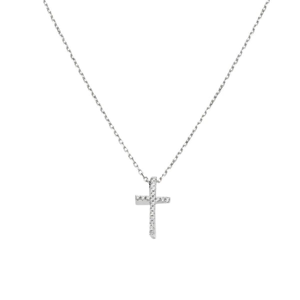 Collana Amen Con Croce Media/Piccola Con Zirconi Bianchi CLCRLUBBZ