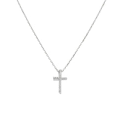 Collana Amen Con Croce Media/Piccola Con Zirconi Bianchi CLCRLUBBZ