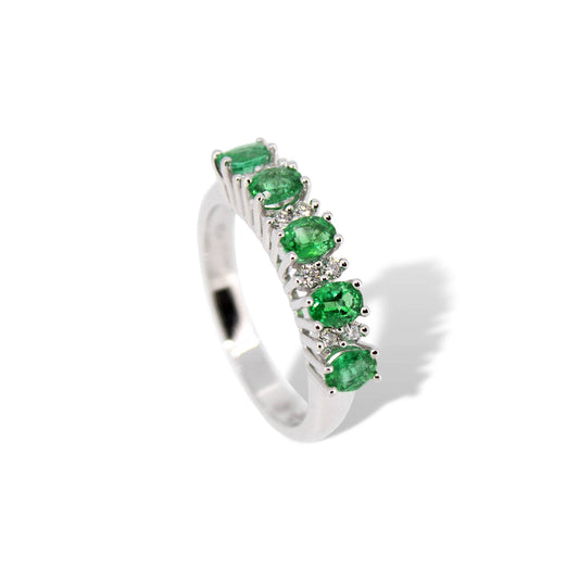 Anillo Veretta de Mirco Visconti con esmeraldas naturales y diamantes