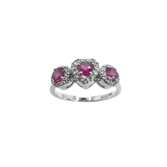 Anillo Trilogía Bibigì en Oro Blanco con Rubíes y Diamantes