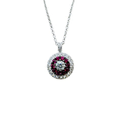 Collar Davite&amp;Delucchi de oro blanco con colgante de rubíes y diamantes