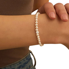 Bracciale Stroili Gabrielle Oro Bianco 9 KT Perla D'Acqua Dolce 4/4,5 mm E Cristallo Bianco 1413454