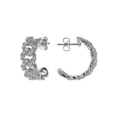 Bronzallure Square Curb Chain Stud Earrings with Cubic Zirconia Pavé