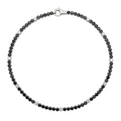 Bracciale Tennis da Uomo in Oro Bianco con Zirconi Bianchi e Neri Alternati BRK1009