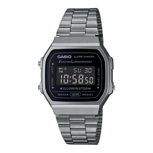 Casio Black Digital Watch in Burnished Steel
