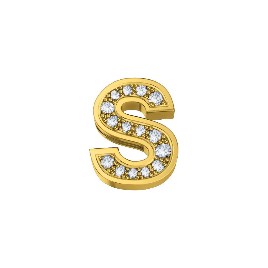 Lettera S Elements in Oro Giallo e Diamanti 0,02 ct