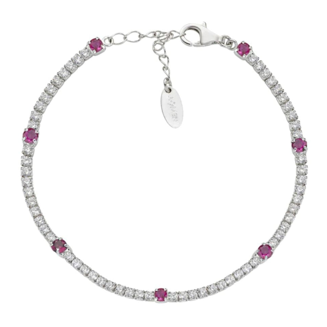 Amen Tennis Bracelet with White and Red Zircons
