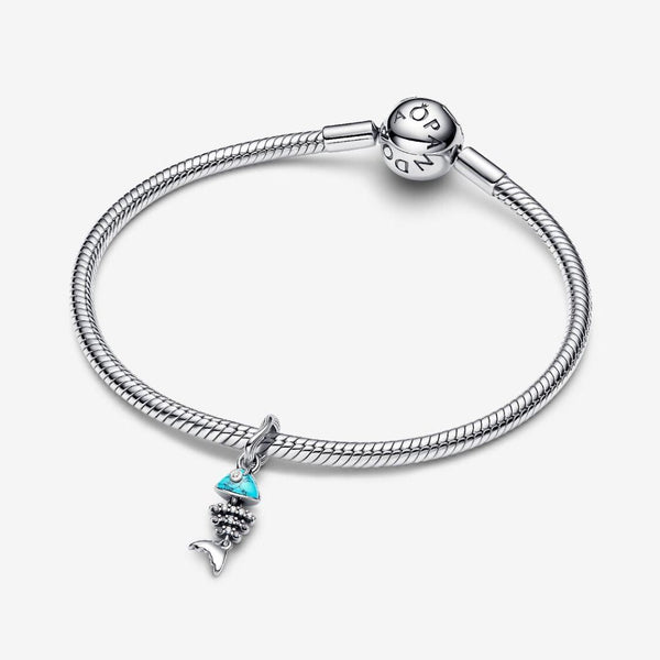 Charm Pandora con colgante de espina de pescado turquesa