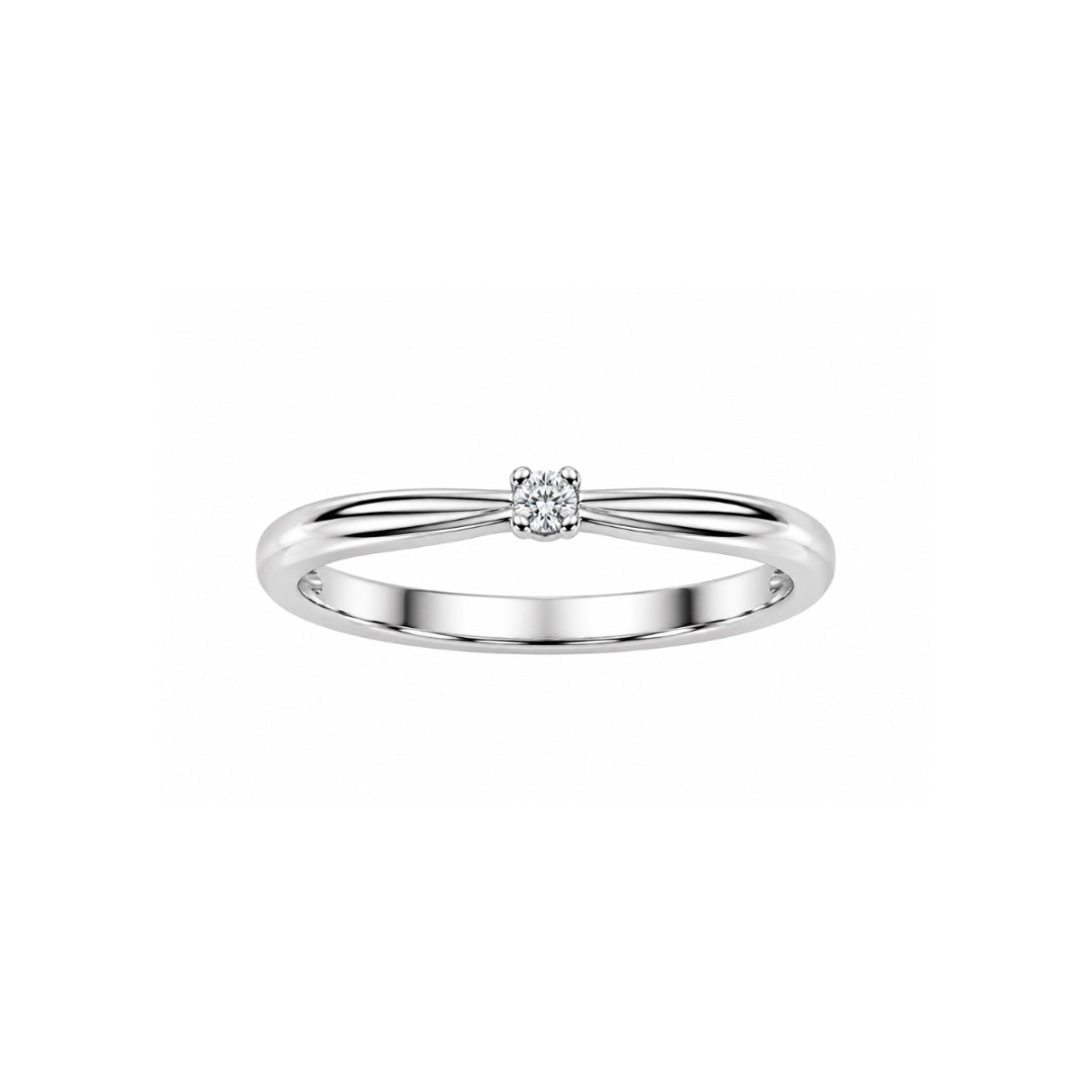 Anello Solitario Iannelli Handmade in Oro Bianco 18 KT e Diamante Naturale ANS001