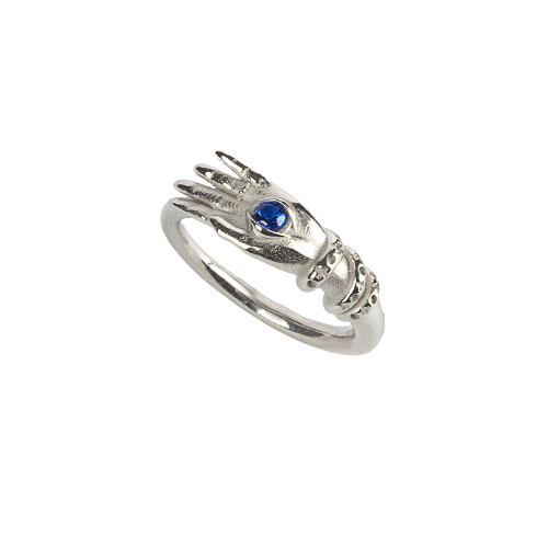 Anillo Talismán Nove25 con Ojo de Espinela Azul en Plata
