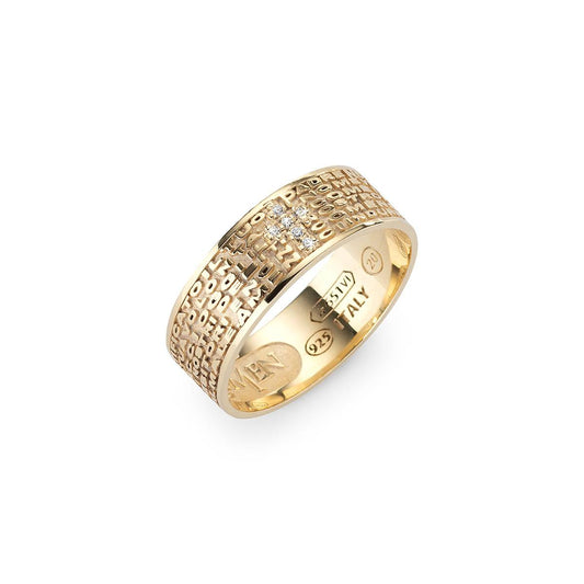 Anello Amen Padre Nostro Dorato Croce Zirconata