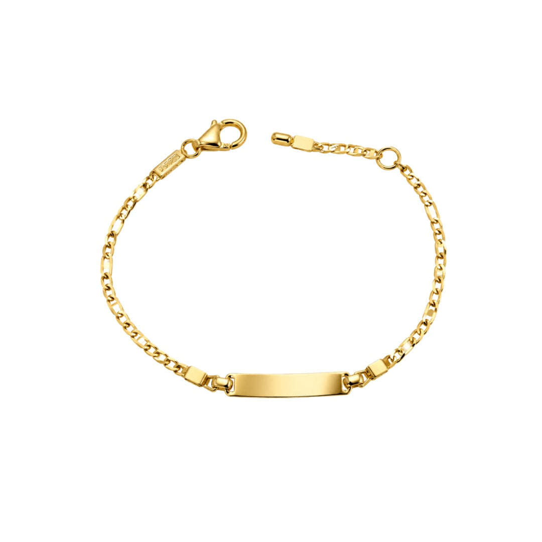 Bracciale handmade bimbo in Oro giallo 18 KT e Targhetta Incisibile BR181