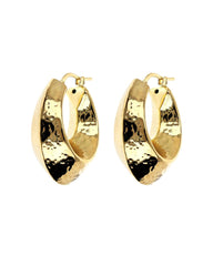 Etrusca Hammered Shield Oval Earrings WSET00839.YG
