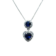 Bibigi Necklace with Pendant with Heart-Cut Sapphires and Brilliant-Cut Diamonds