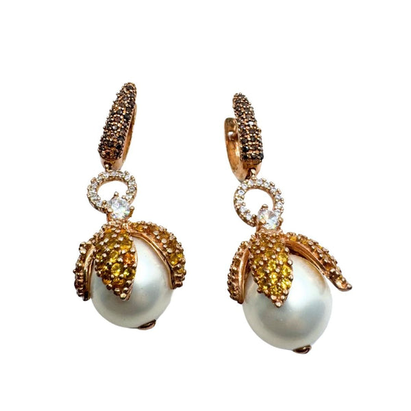 Orecchini Fiorini in Argento con Perla e Zirconi 0140AG9350127Z