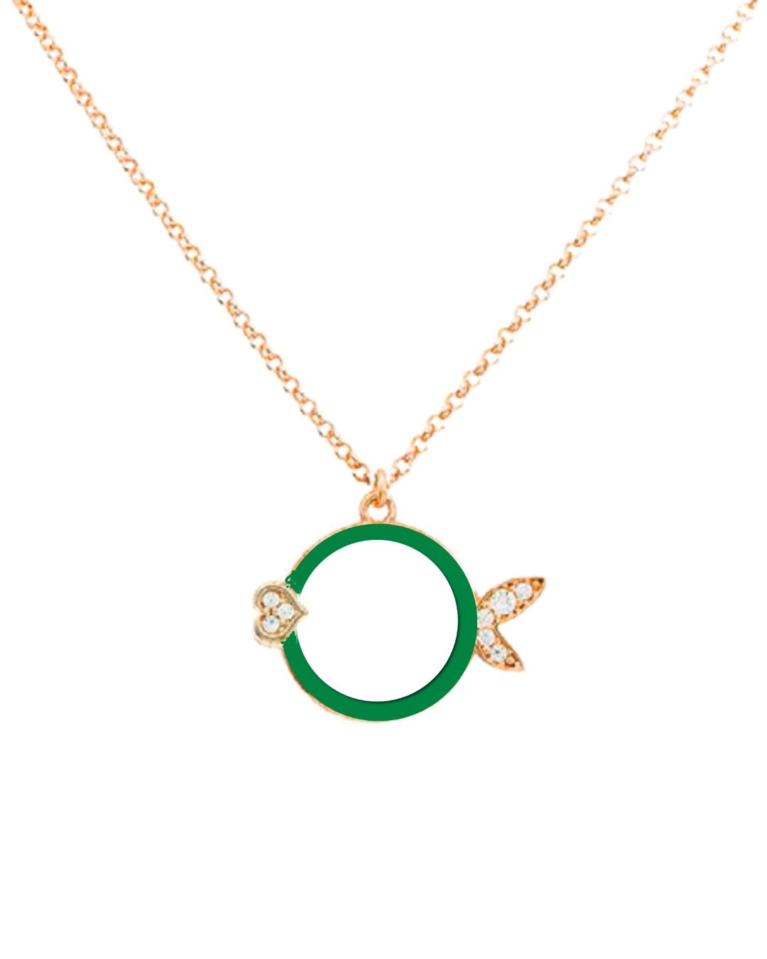 Collana Versari in Argento Rosè Pesciolino Smaltato Verde C025/1S