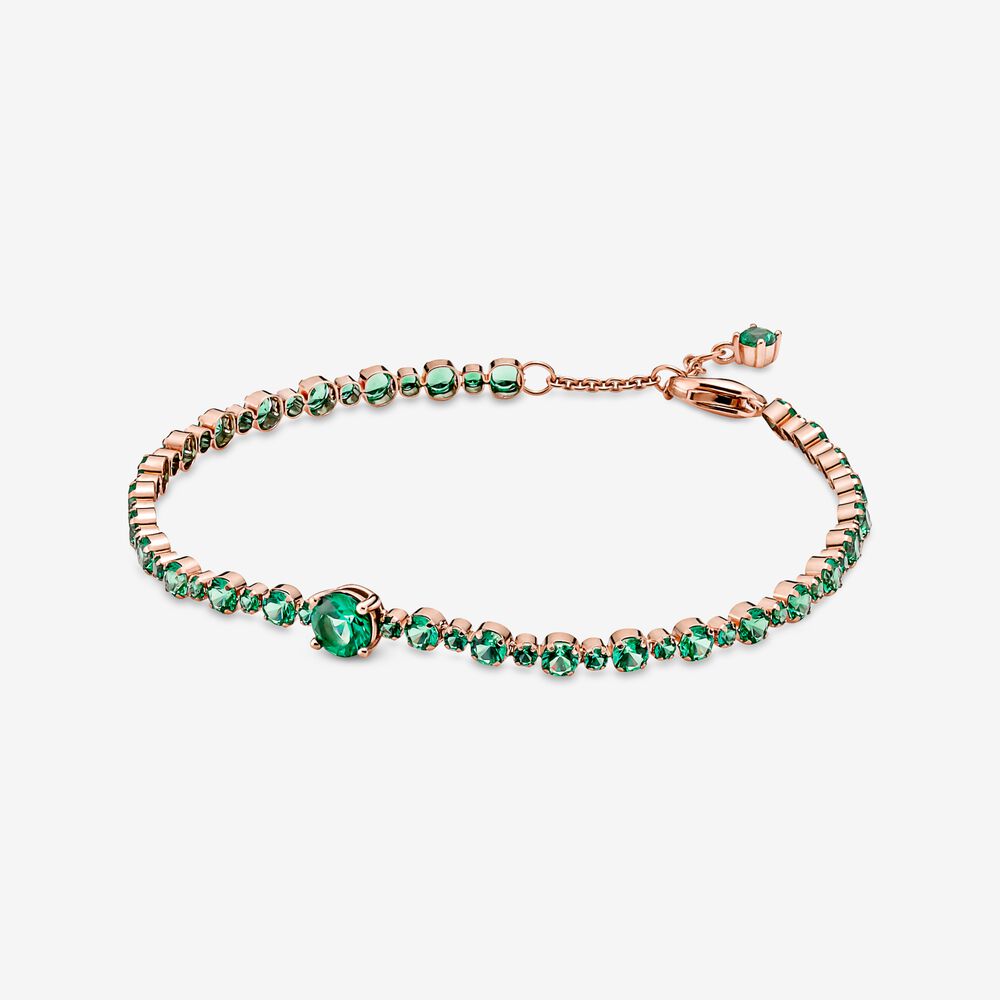 Pulsera Pandora Tennis Rose con piedras verdes