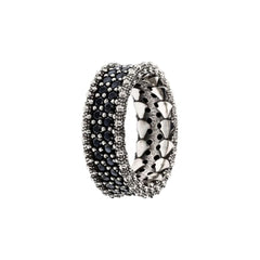 Albert M. Band Ring with Black Spinel and Sea Urchin Texture Edges