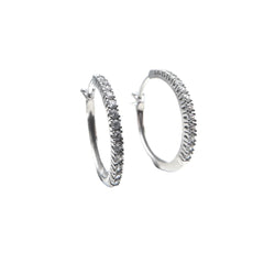 18KT White Gold Hoops with Zircons