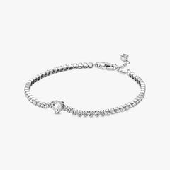 Bracciale Pandora Tennis Con Cuore In Rilievo Bianco 590041C01