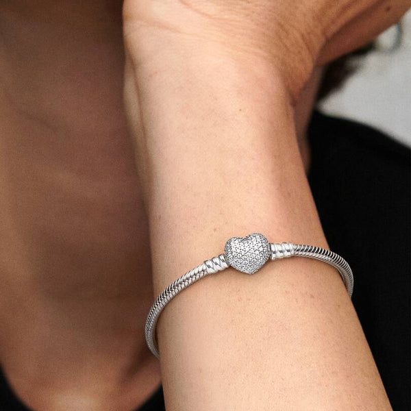 Bracciale Pandora Con Chiusura A Cuore Pavè 590727CZ