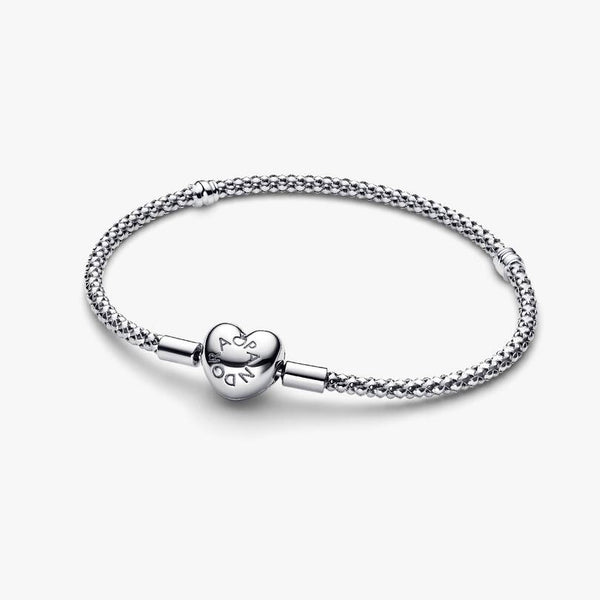 Bracciale Pandora Maglia Geometrica Con Chiusura a Cuore 593853C00