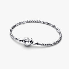 Bracciale Pandora Maglia Geometrica Con Chiusura a Cuore 593853C00