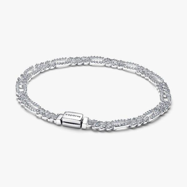 Bracciale Pandora Catena Maglia Cubana Pavè Con Ovali 594227C01
