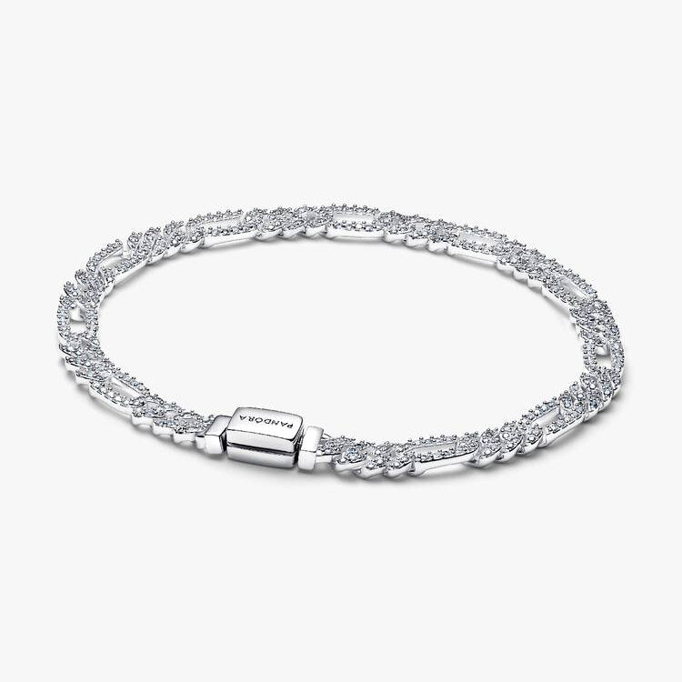 Pandora Bracelet Cuban Link Chain Pavé with Ovals