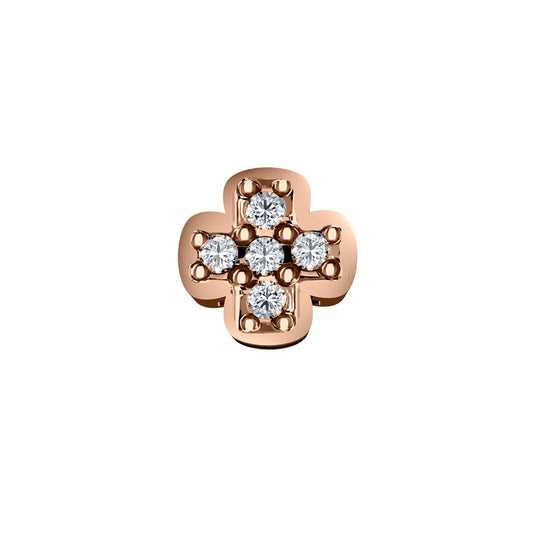 Elements Domed Cross in Rose Gold and 0.02 ct Diamonds