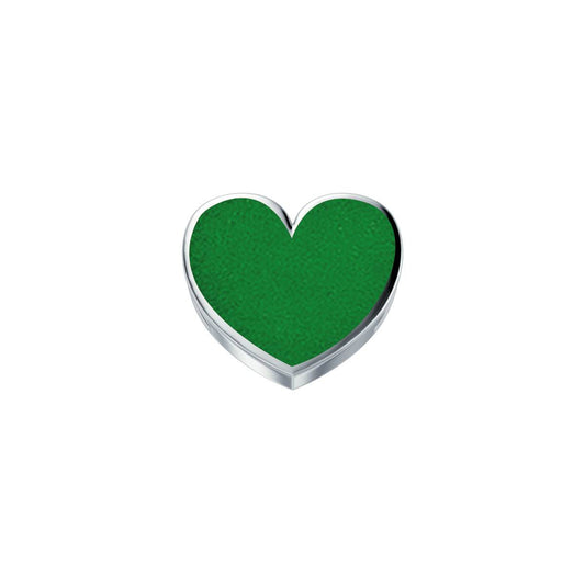 Elements Heart in White Gold and Green Enamel