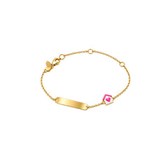 Bracciale Handmade Bimba in Oro Giallo 18 KT con Targhetta e Casetta Smaltata BR027