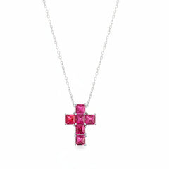 Amen Necklace with Ruby Zircon Cross