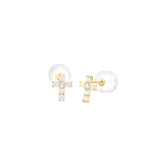 Stroili Lobo Cross Bon Ton Yellow Gold 9 KT Cubic Zirconia Earrings 1435998