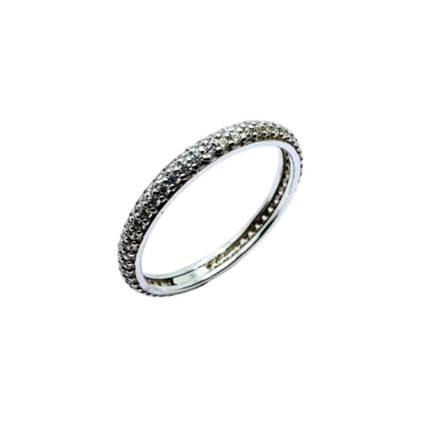 Veretta in Oro Bianco 18 KT con Pavé di Zirconi AN080
