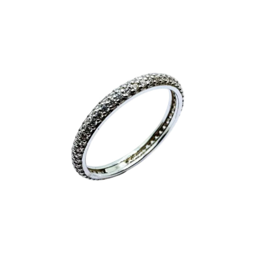 Anillo de eternidad de oro blanco de 18 quilates con pavé de circonitas