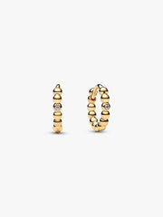 Orecchini Pandora Cerchi Piccoli Sfere Con Punto Luce Placcati Oro Giallo 14 KT 264823C01