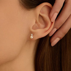 Orecchini Stroili Lobo Bon Ton Oro Bianco 9 KT Perla D'Acqua Dolce 4/4,5 mm 1426717