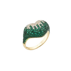 Dream Heart Ring with Green Zircons