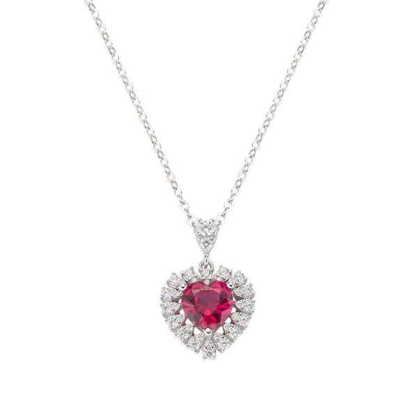 Collana Stardust Con Pendente A Cuore Con Zirconi Bianchi E Rossi NCUOBRBZ