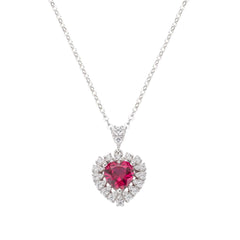 Stardust Necklace with Heart Pendant with White and Red Zircons