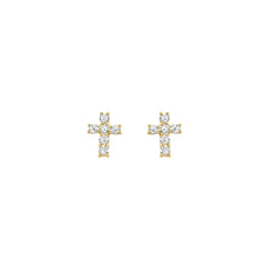Stroili Lobo Cross Bon Ton Yellow Gold 9 KT Cubic Zirconia Earrings 1435998