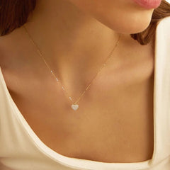 Stroili Claire 9 KT Yellow Gold Heart Necklace with Rolò Chain and Cubic Zirconia 1411983