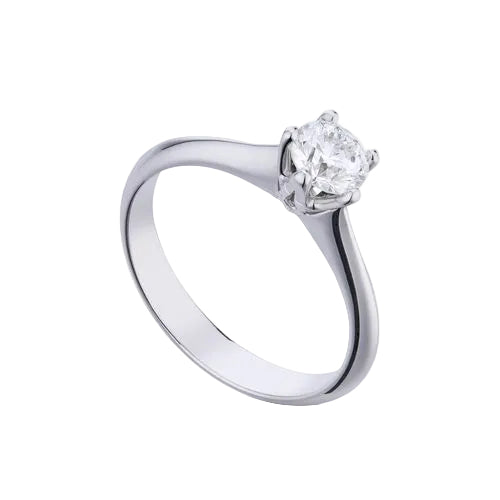 Anillo solitario de 5 puntas Golay en oro blanco
