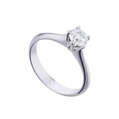 Anillo solitario de 5 puntas Golay en oro blanco