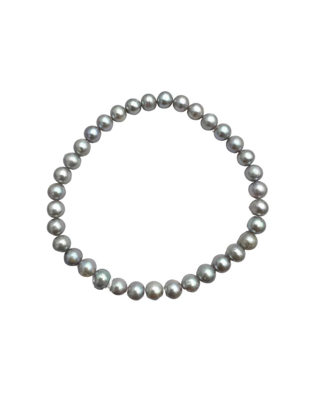 Bracciale Elastico con Perle Grigie d'Acqua Dolce 5,5 mm
