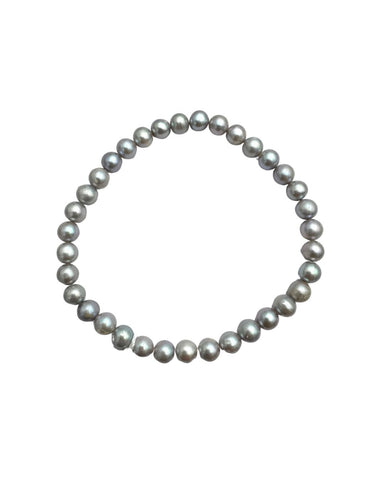 Bracciale Elastico con Perle Grigie d'Acqua Dolce 5,5 mm