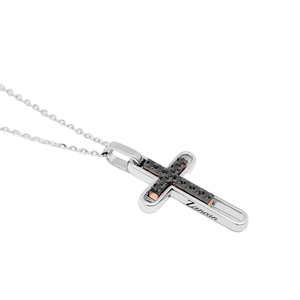 Collana Zancan in Oro Bianco e Rosa con Diamanti Neri EC818BR