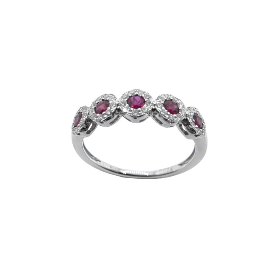 Anello Giorgio Visconti in Oro Bianco con Rubini e Diamanti ABX164954
