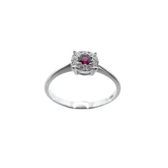 Anello Solitario Giorgio Visconti in Oro Bianco con Rubino e Diamanti ABX15239